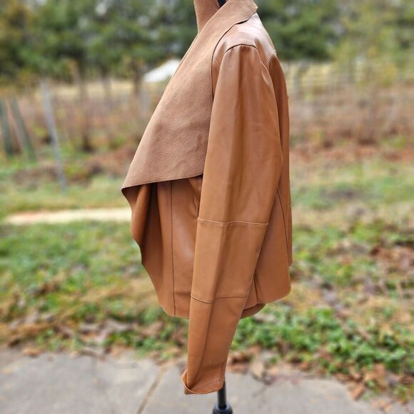 Bagatelle Brown Faux Leather Jacket For Women, Size L, Pre-owned - Picture 3 of 9